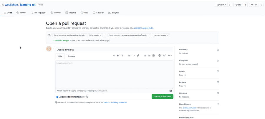 Pull request details page