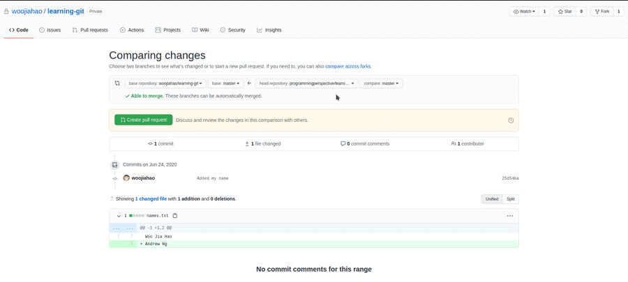 Pull request page