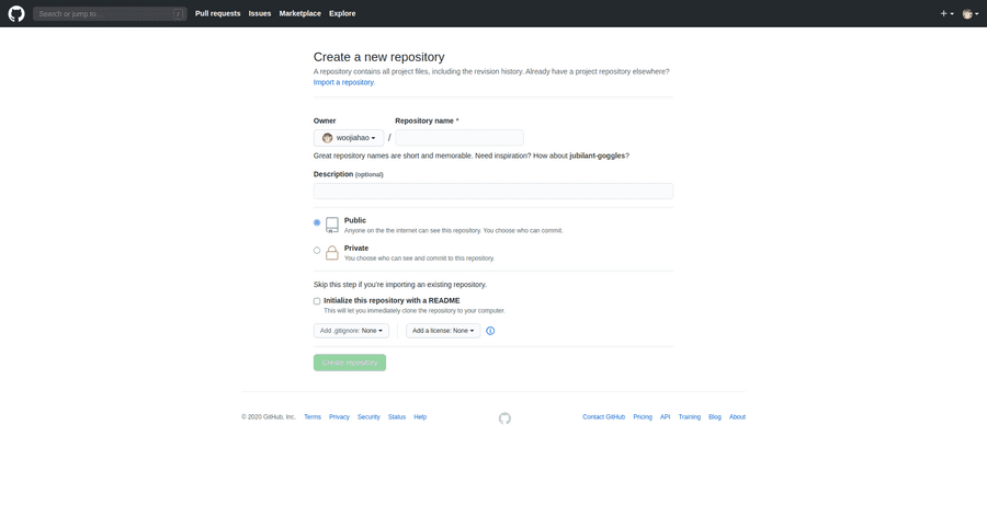 New repository page in GitHub